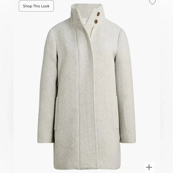 NWT J. Crew Petite Wool Blend button-neck city coat light gray BU264 - Picture 2 of 9